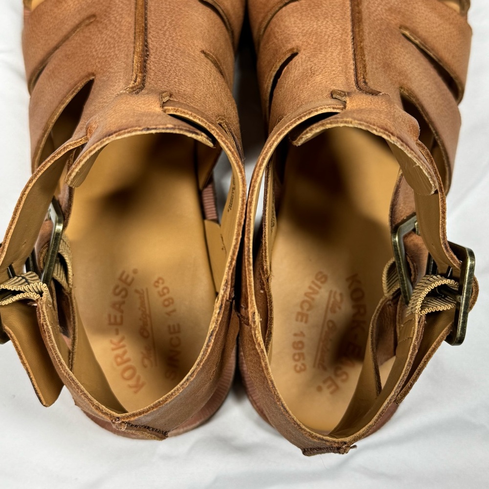 Kork-Ease Baltea Tan Leather Sandals, EUC Comfortable Strappy Buckles Women’s 10 - Picture 9 of 13
